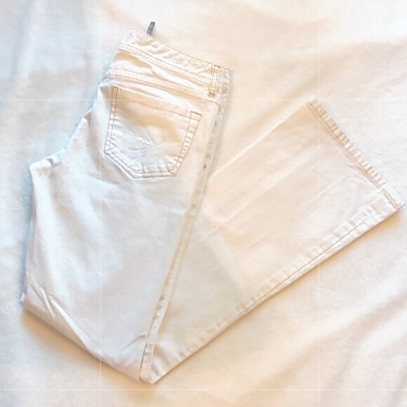 Seven 🍁Jeans Ivory Bone Lightly Spotted Throughout Lower Rise Denim Jeans 🍁 - Picture 13 of 13